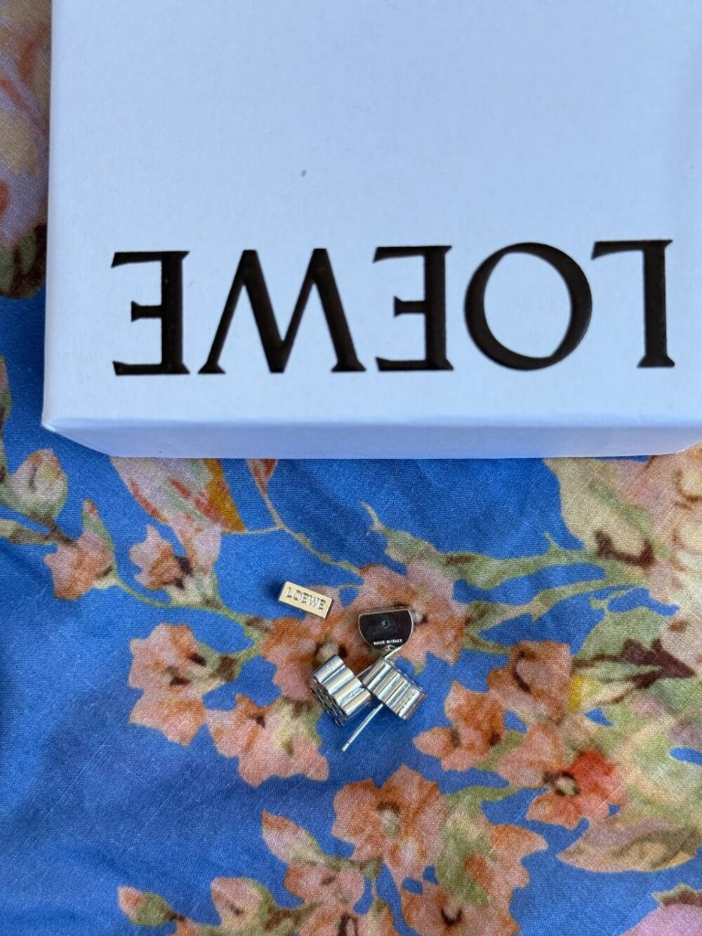 LOEWE Anagram Stud Earrings - Silver / Palladium Finish - Picture 5 of 5